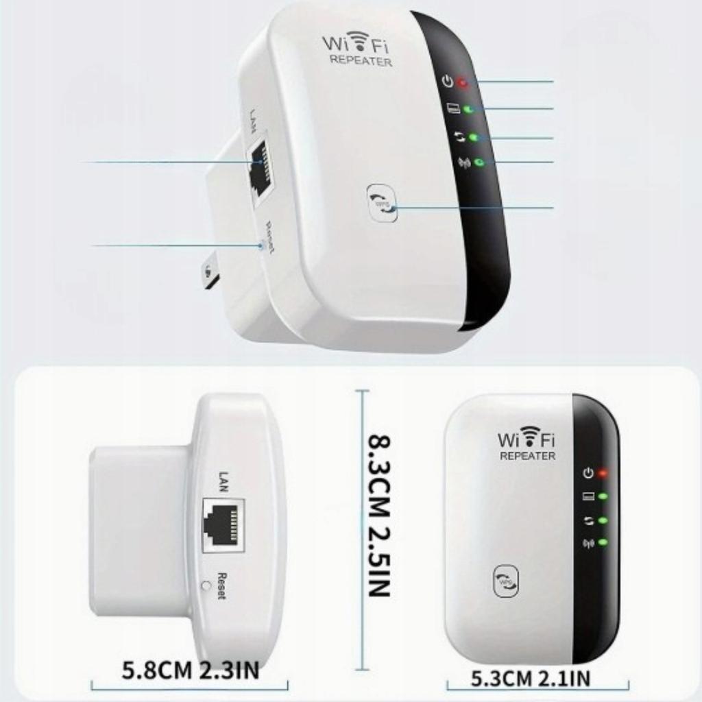 Wzmacniacz Sygnału Wi-Fi Daleki Zasięg Duża Moc Szybki 300 Mb/s 2,4 GHz