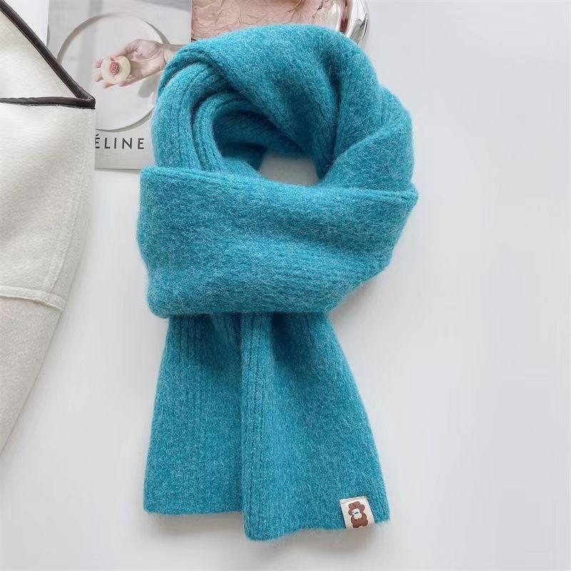 Winter Knitted Scarf Women Thick Warm Scarves Hand Made Scarves Ins Solid Color