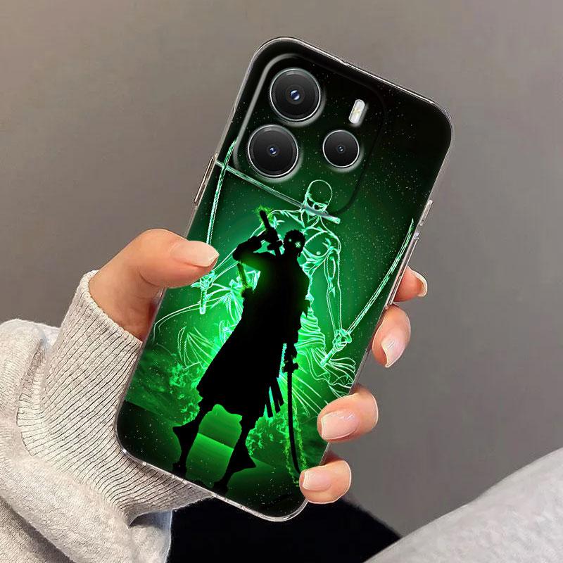ZORO Roronoa One Pieces Case For Xiaomi Redmi Note 15 14 13 12 11 10 Pro Plus 5G Cover For Redmi 15C 15 14C 13C Clear Phone Case