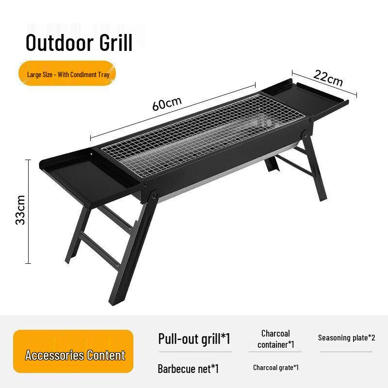 Suiyuan Outdoor Charcoal BBQ Grill with Storage Rack One Size
