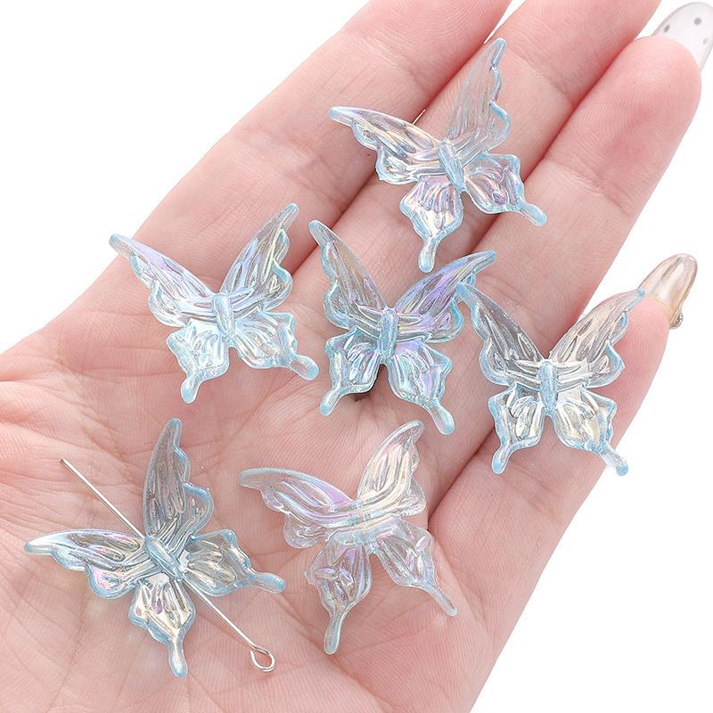 20pcs AB Double Color Butterfly Accessories DIY For Women Sweet Hair Ornament Rainbow Headwear Necklace Bracelet Jewelry Making