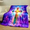 Rainbow Stained Glass Cross BlanketFlannel blanket for bedroom, living room, sofa, and nap