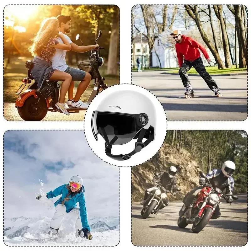 Motorcycle Safety Helmet 3C Certified Lightweight Men's and Women's Adult Electric Vehicle Bicycle Half Helmet with Goggles
