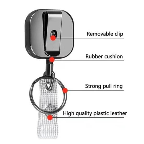 Yousheng Retractable Lock Heavy-Duty Keychain with Smooth Retractable Reel Mechanism Adjustable Wire Rope Length Belt Clip Badge Holder