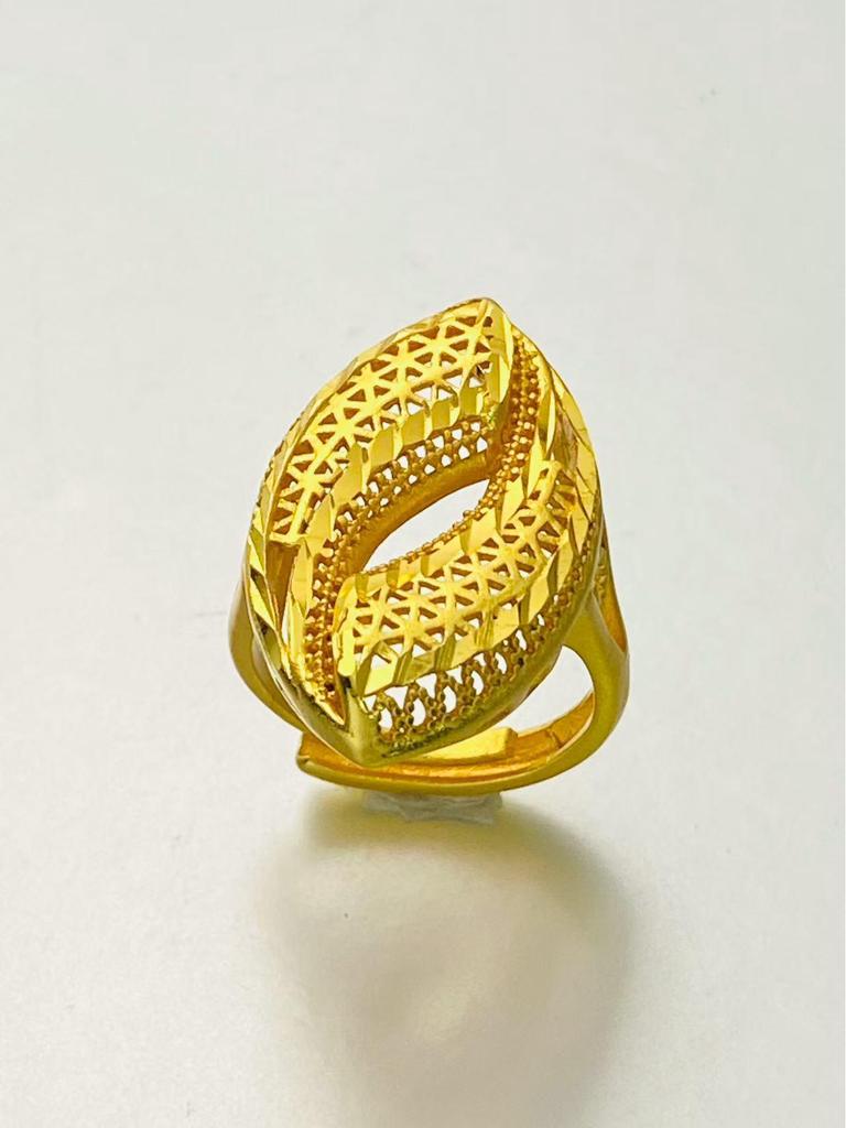 24K Gold Plated Adjustable Brass Ring - Personalized High-End Design