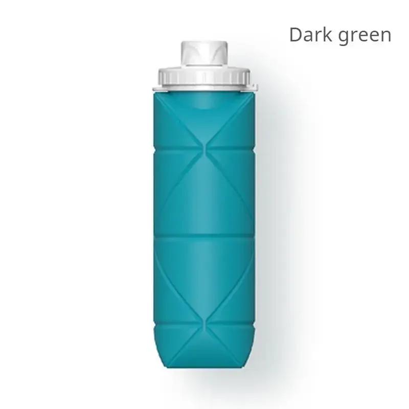 

1Pc 600ml Foldable Space-saving Portable Reusable Silicone Sport Water Bottle Bag Bicycle Camping Portable Waterbottles темно-зелений колір