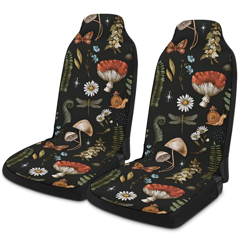 Car Sweat and Non Slip 2 Mushroom Seat Covers Seat Covers Pet Clean Suitable for SUVs Sedans Trucks Seats Black