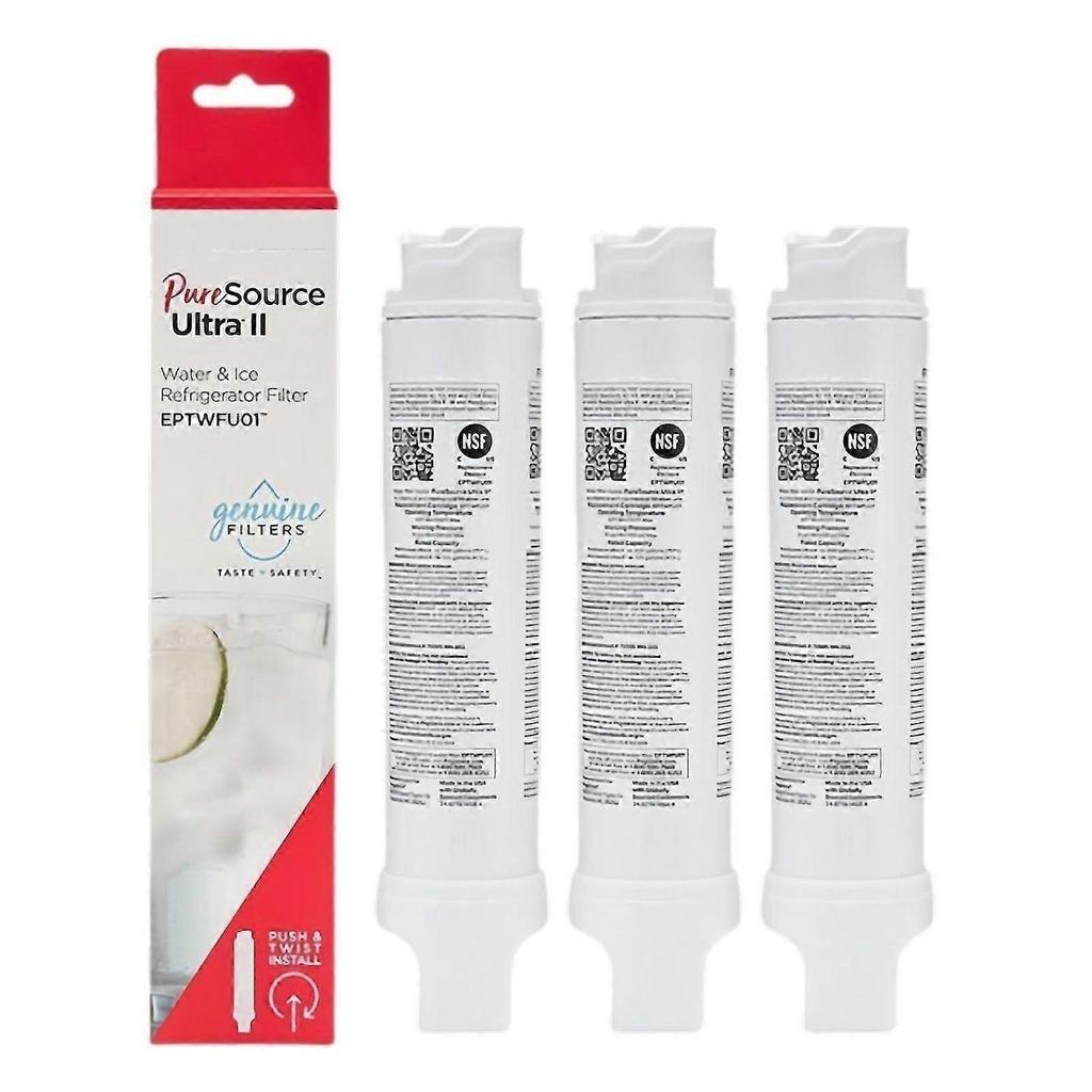 Reemplazo de Filtro de Agua para Refrigerador Paquete de 3 Compatible con Frigidaire EPTWFU01 Puresource Ultra II Cada 6 Meses