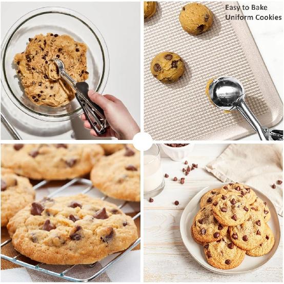 Cookie Scoop Set, 3Pcs Ice Cream Scoop, Cookie Scoops for Baking Set of 3, 18/8 Stainless Steel Cookie Scooper for Baking, Ice Cream Scooper with