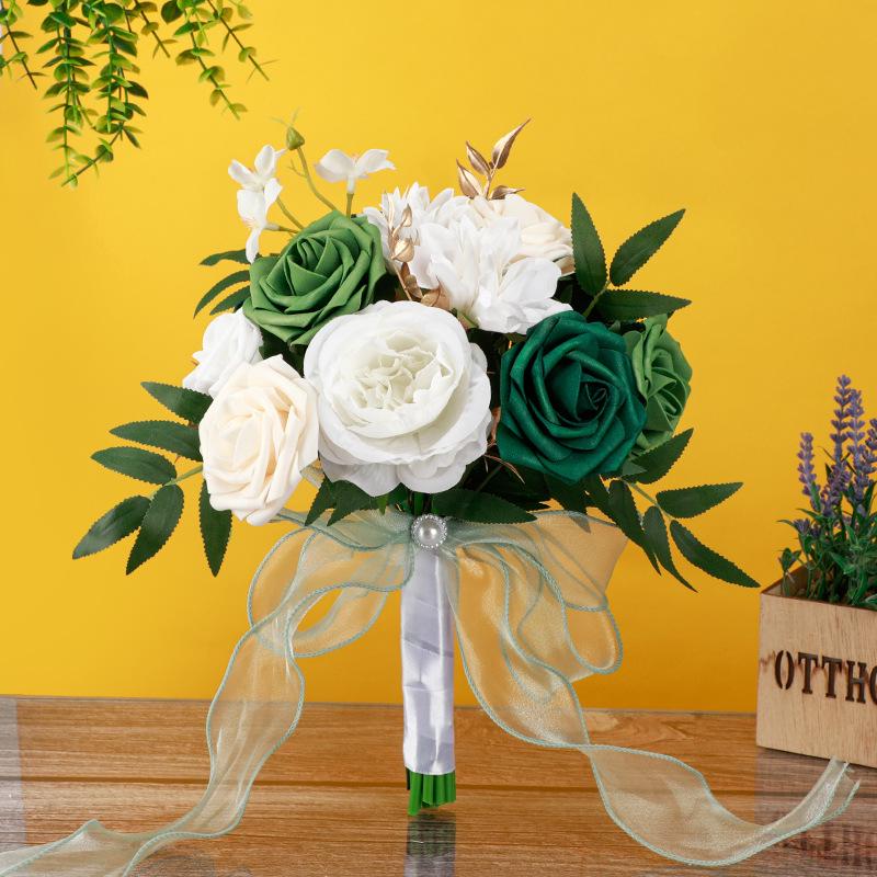 Two-Tone Forest Style Artificial Rose Bridal Bouquet