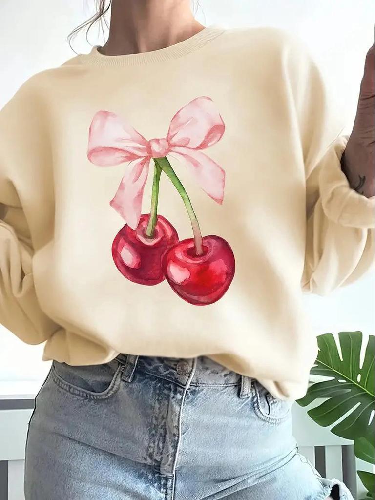 Dámská mikina s třešňovým potiskem - Evropský a americký styl s dopravou zdarma