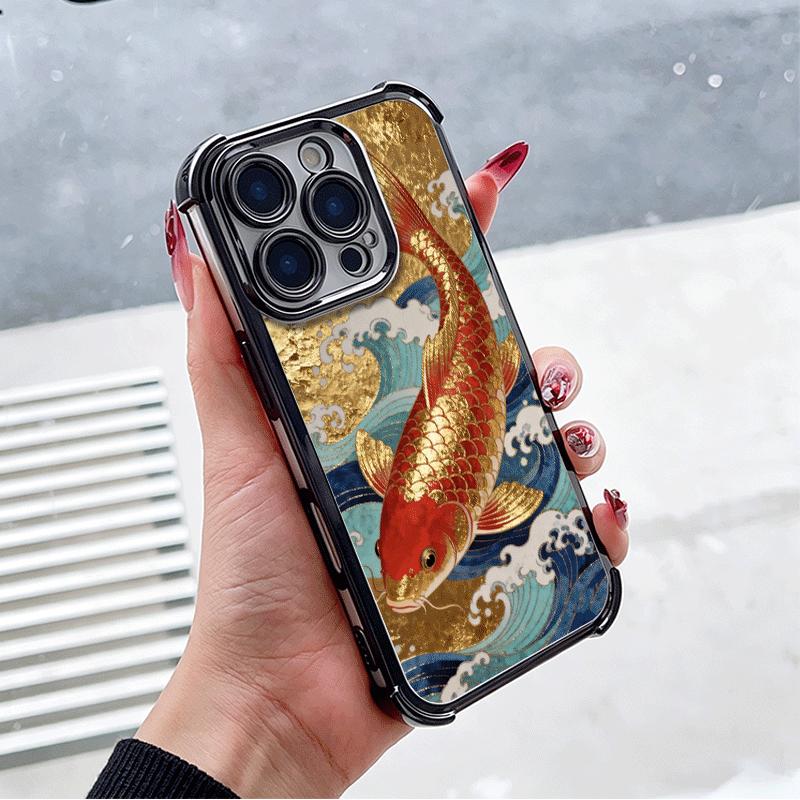 Goldener Karpfen Glücklicher Koi Beschichtung Handyhülle Für Xiaomi Poco X5 X6 X7 X8 Pro Max F8 Ultra F7 M8 M7 M5S Redmi 15C 15 14C 13C 13 X3 12
