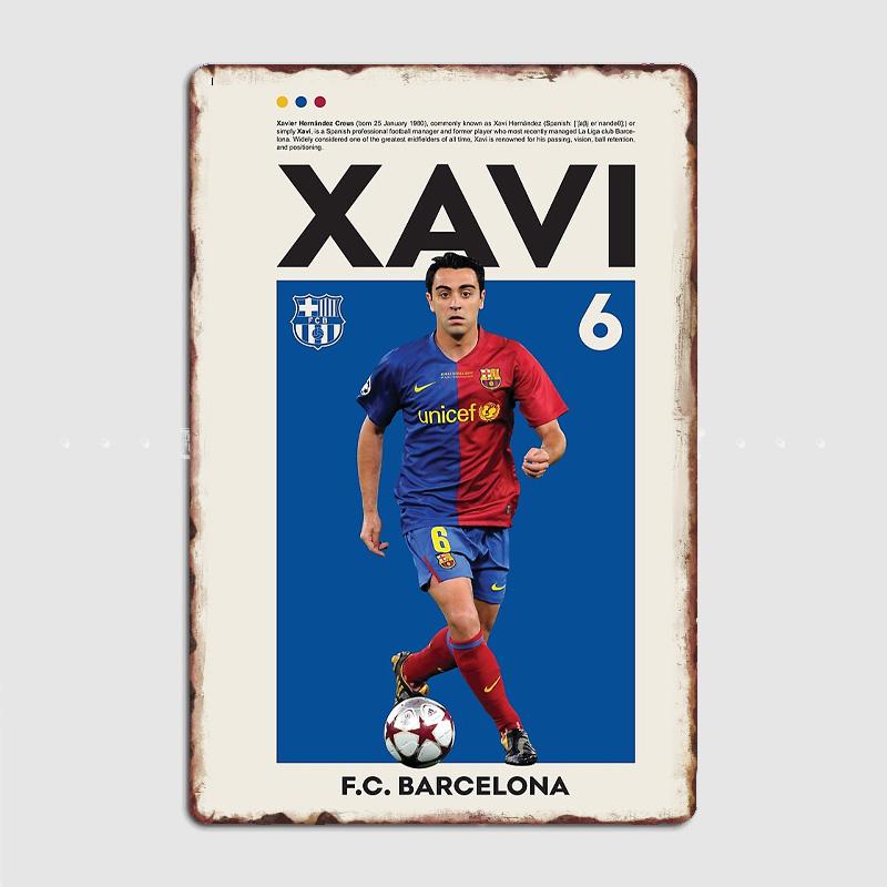 Johan Cruyff Kaka Leite Luis Suarez Xavi Giocatore di Calcio Segno Metallico Retro Poster Bar Camera da Letto Pub Parete Decorazione per la Casa Decorazione della Stanza