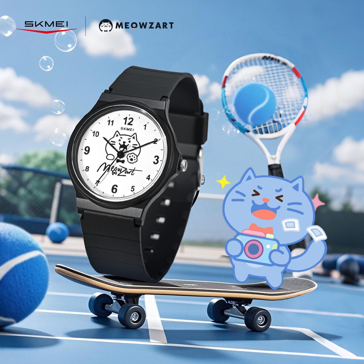 

SKMEI X MEOWZART co-branded opening season student sports watch TPU strap quartz movement fashionable cute campus style exam watch 7801