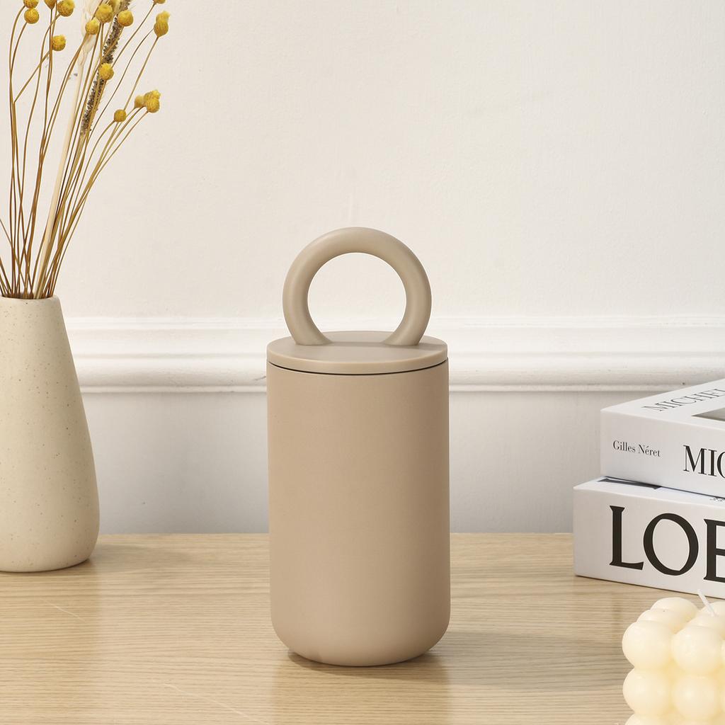 Simple 304 Stainless Steel Portable Coffee Cup Double-layer Vacuum Insulated Cup Portable Cup with Handle Ring