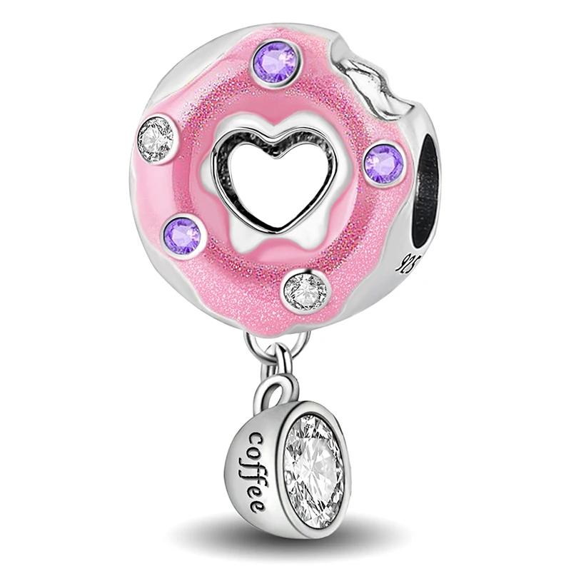 Copper Sweet Donut Pink Car Life Travel Charms Bead Diy Bracelet Bangle Making Gift Of High Quality Fine Jewelry