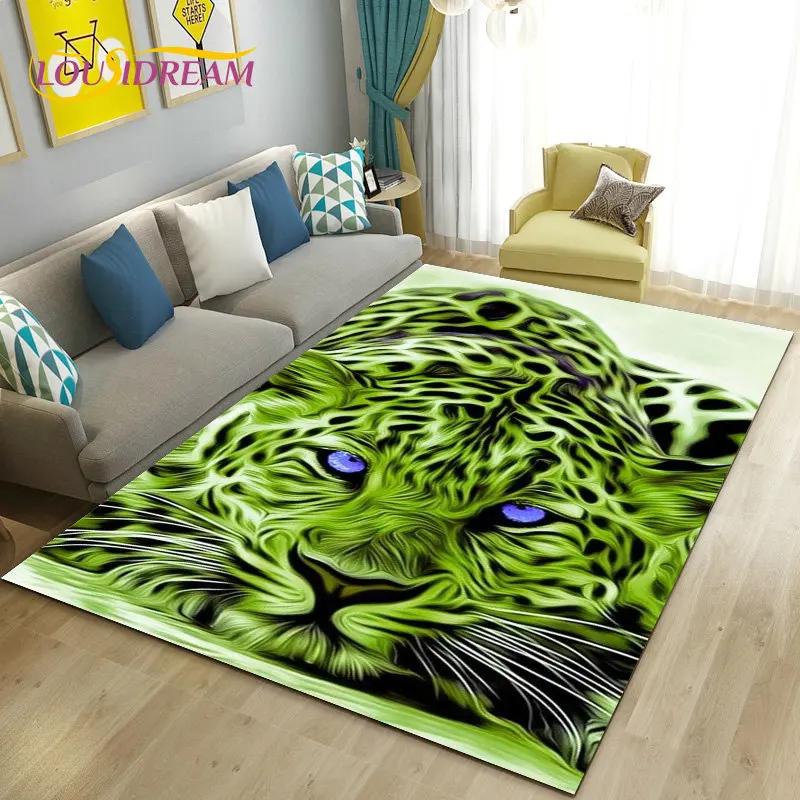 3D Cartoon Dier Luipaard Jachtluipaard Gebiedskleed Tapijt voor Woonkamer Slaapkamer Speelkamer Sofa decoratie huis Antislipkleed Vloermat Zacht