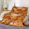 Orange Cat Flannel printed blanket suitable for all seasons suitable for living room office sofa and travel