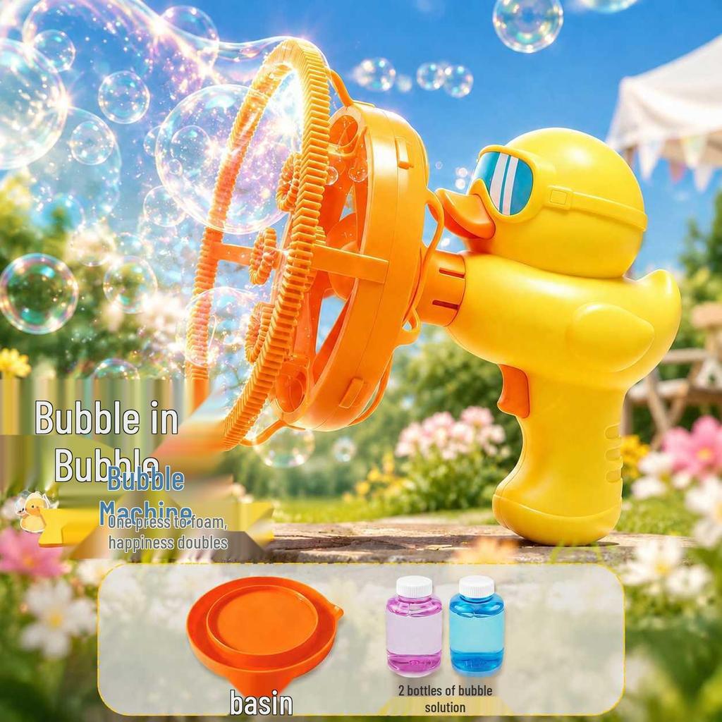 Yellow Duck Handheld Bubble Machine for Kids – Cute Outdoor Gift