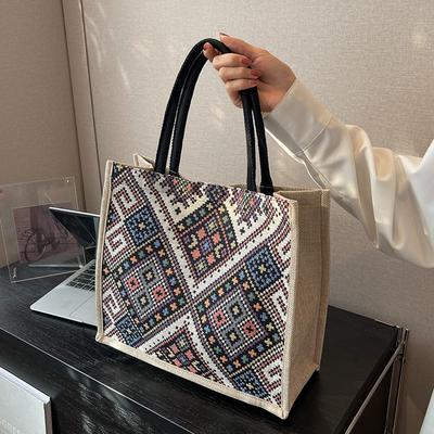 Women’s Large Capacity Ethnic Style Tote Bag New Fashion Shoulder Bag for Students