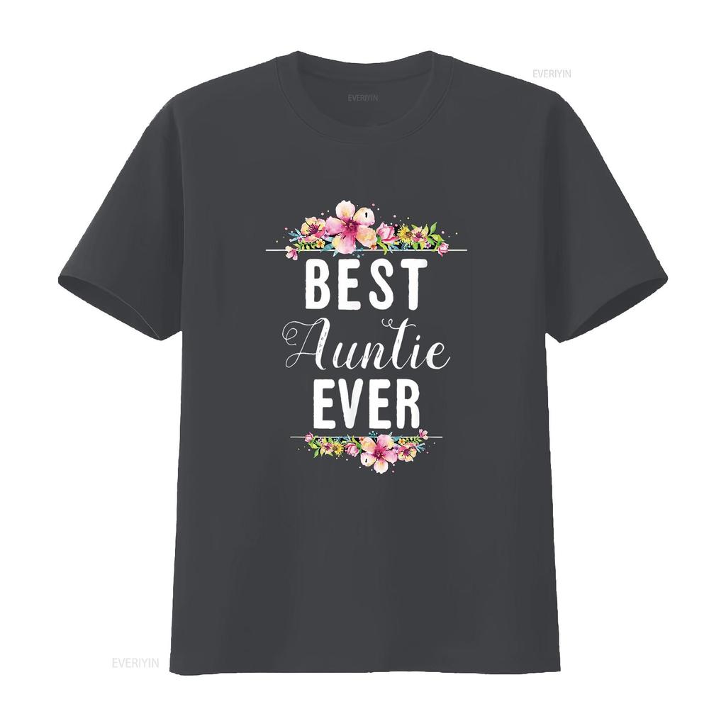 Best Auntie Ever Floral Design Aunt T Shirt vintage Washed Comfortable Stretched Soft streetwear homme Unisex designer clothes