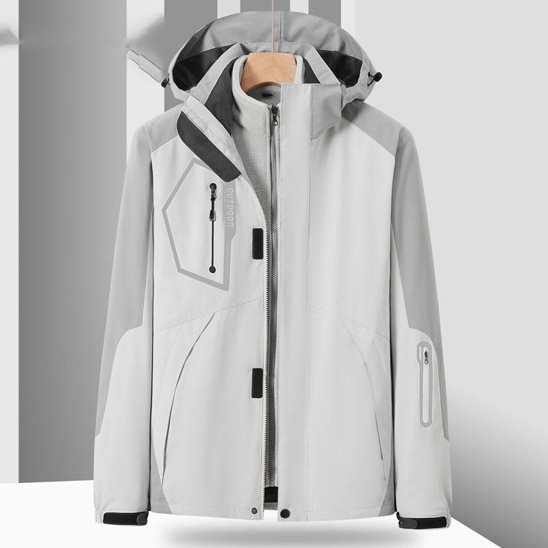 Skijacken 3-in-1-Skijacke für Herren, warm, für den Winter, mit Kapuze, winddicht, wasserdicht, verschleißfest, für den Außenbereich, zum Wandern, Klettern