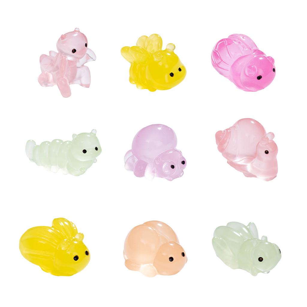 20/50pcs Luminous Resin Mini Caterpillar Snail Insect Doll House Glow-in-the-Dark Insect Figurines for DIY Aquarium Garden Decor
