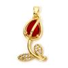 1 Piece Brass & Glass Charms 18K Gold Plated Multicolor Tulip Flower Micro Pave Clear Cubic Zirconia Pendant DIY 29mm x 12mm