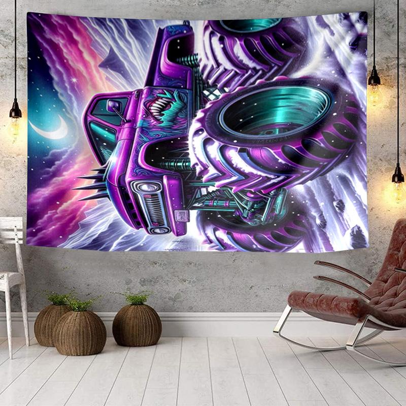 Monster Truck Adventure Tapestry, Unique Design Tapestry, Wall Decor for Bedroom,Livingroom, Playroom,Heartwarming Fan Holiday Gifts