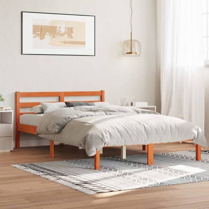 VidaXL Bed Frames Cherry Brown 120x200 Cm Solid Pine Wood 844144