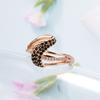 Luxury  Rose Gold Ring For Women Fashion Geometry Natural Black Zircon Waves Rings For Women Vintage Wedding Jewelry