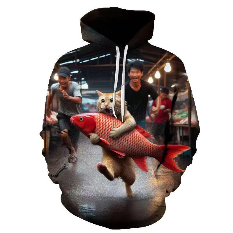 

Весна Осень Новый Мужской Женский 3D Печать Персонализированная Серия Кошек Повседневная Мода Веселый Худи 6XL