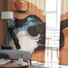 Music Festival With Retro Guitar Chiffon Sheer Curtains for Living Room Bedroom Kitchen Decoration Window Voiles Tulle Curtain