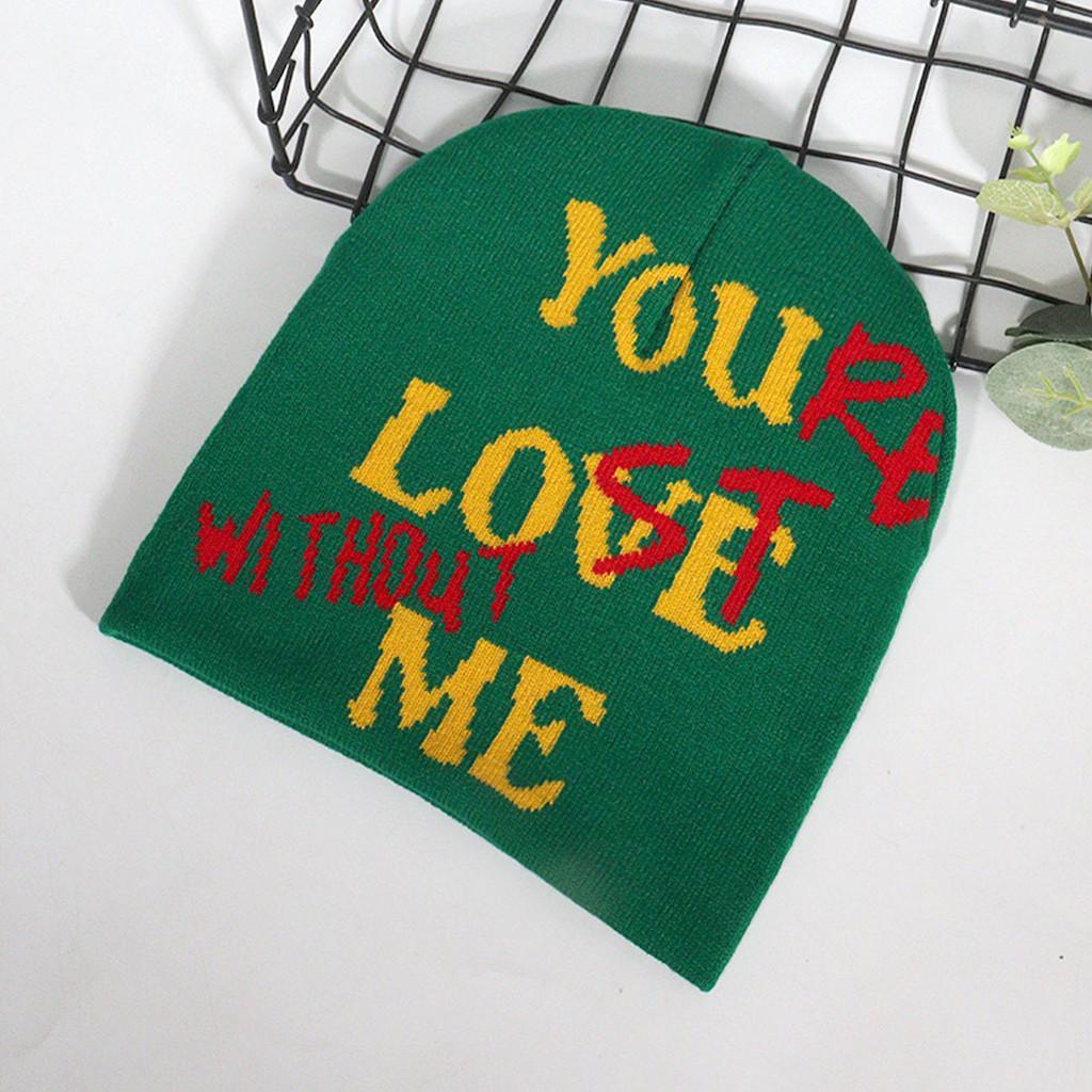 Knit Hat With Alphabet Pattern For Fall Winter Warmth Unisex Street Style