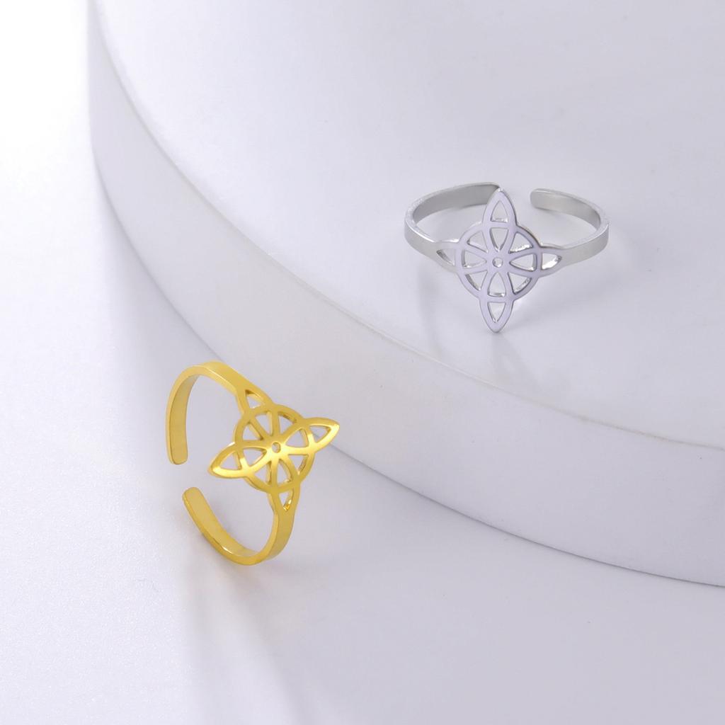 Stainless Steel Jewelry Set Witchcraft Knots Pendant Necklace Bracelet Earring Rings Collection Fashionable Accessories