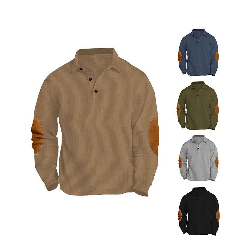 Spring and Autumn Men's Long Sleeve Lapel Polo Shirt Sweater T-Shirt Bottom Men