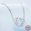S925 Sterling Silver Connected Double Dolphins Necklace Shiny Zircon Love Neck Chain for Women Fine Jewelry
