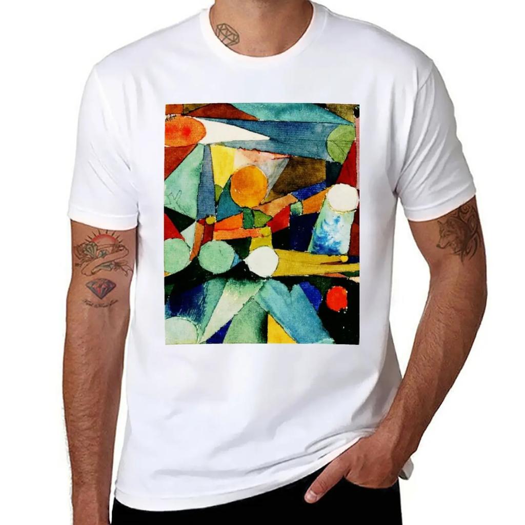 Farbenformen | Paul Klee Abstrakte Aquarellkunst T-Shirt Vintage Anime Erhaben Frucht des Webens Herren T-Shirts