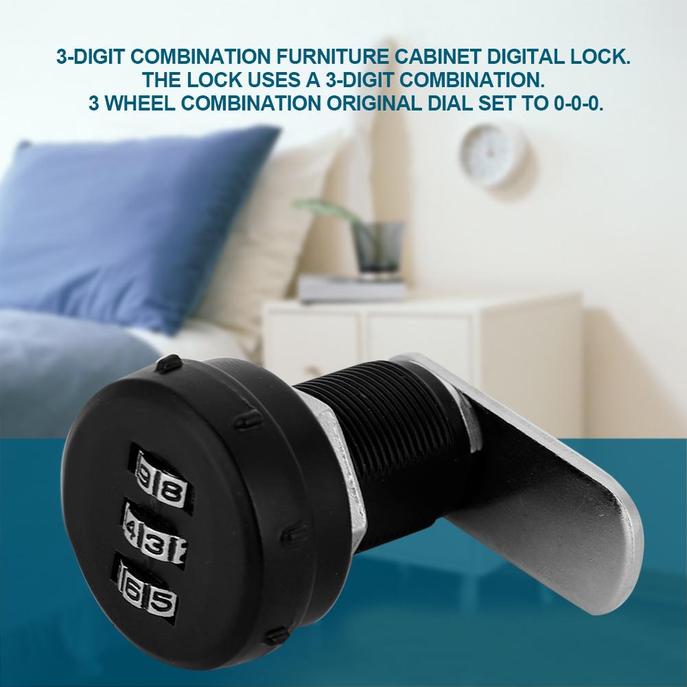 3místný kódový kombinační vačkový zámek na skříňku Stříbrná slitina zinku Pohodlný heslový bezpečnostní kódovaný zámek