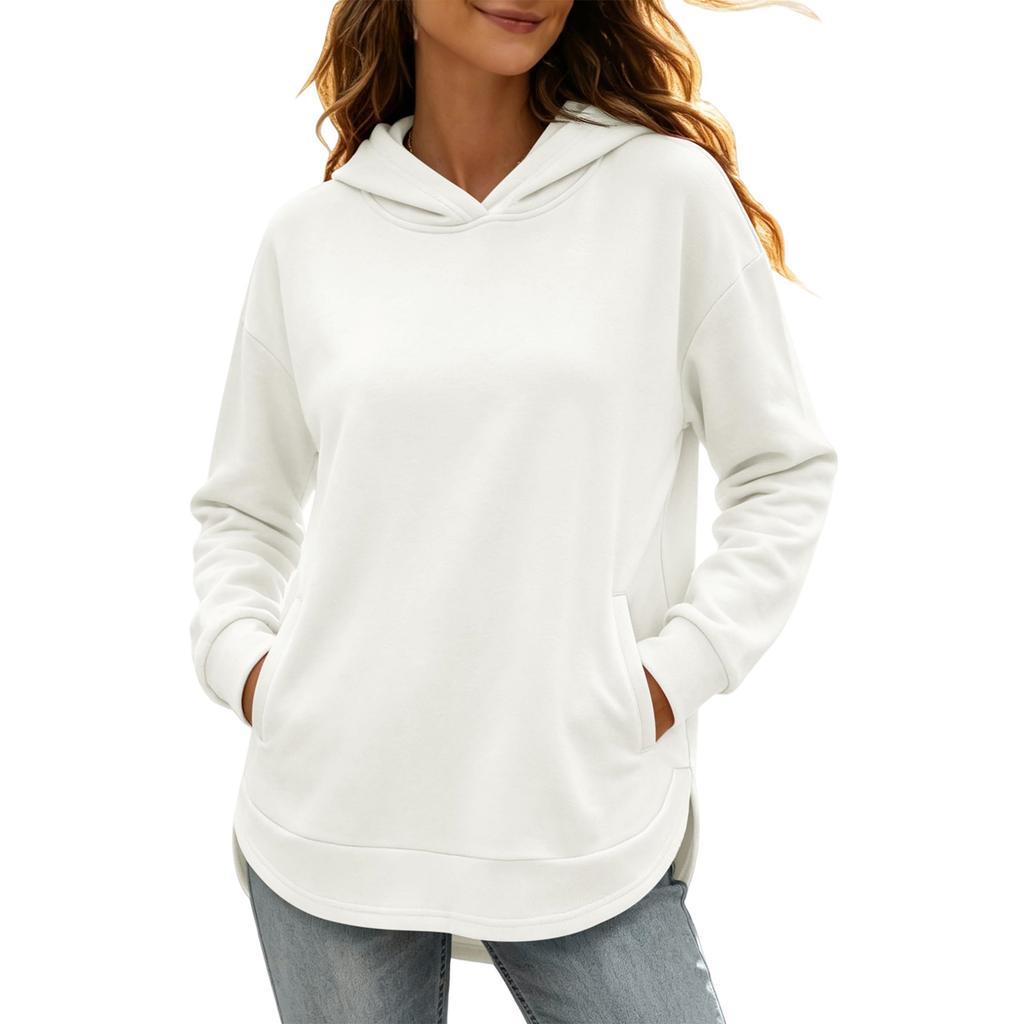 Damen Mode Hoodie mit Taschen, Bequemer Pullover