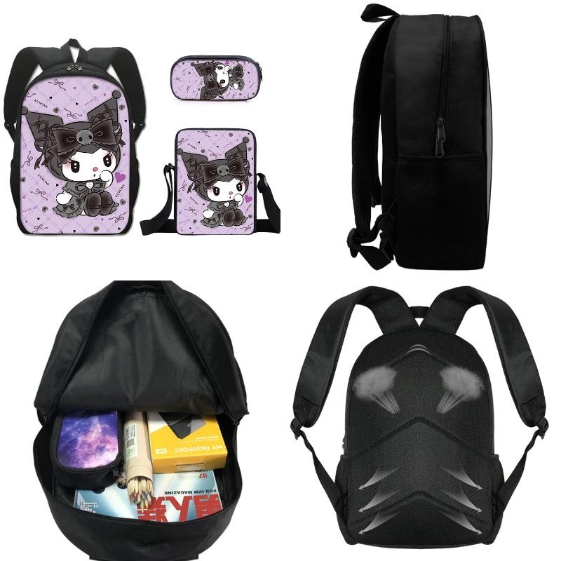 Kuromi Student Backpack Set With Pen Case And Shoulder Bag