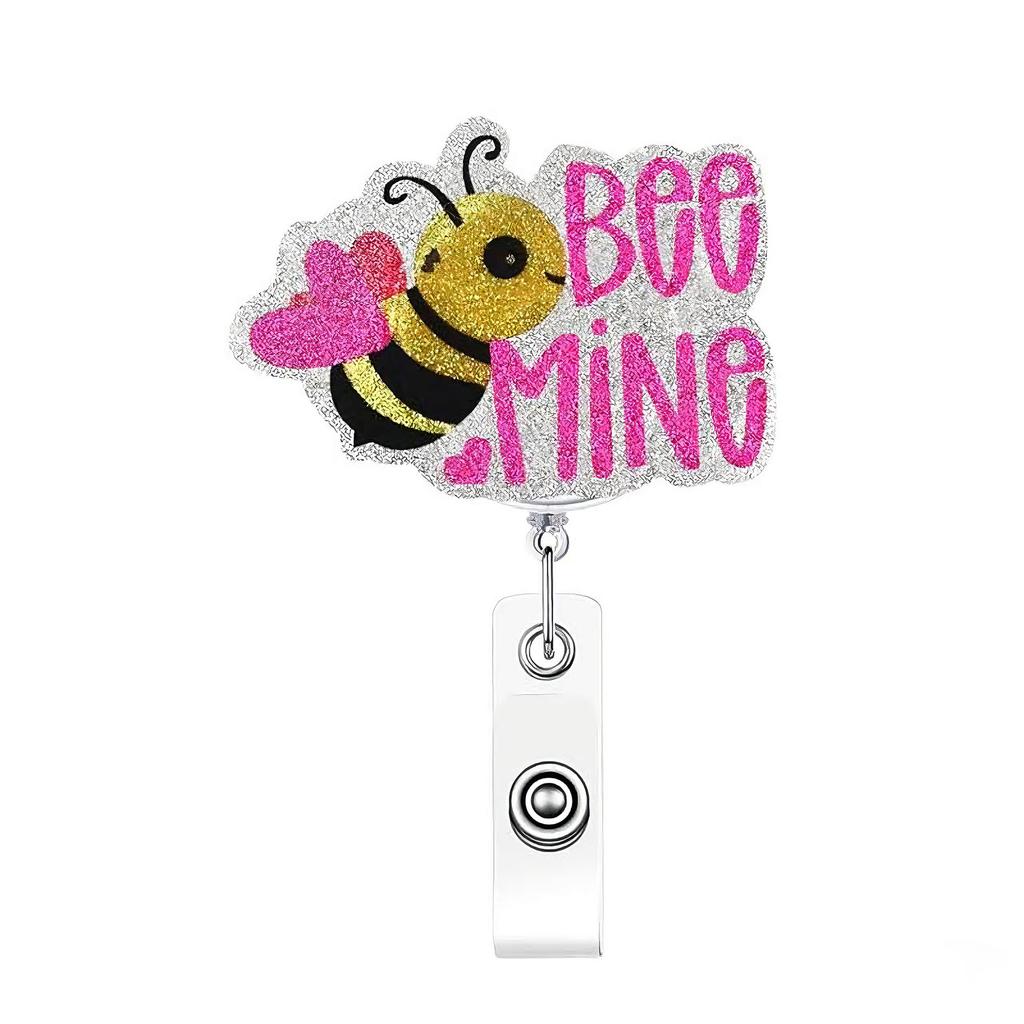 Swivel Badge Holder Lightweight Cute Badge Reel Retractable Id Badge Reel Acrylic For Valentine'S Day Gift Doctor Id Display