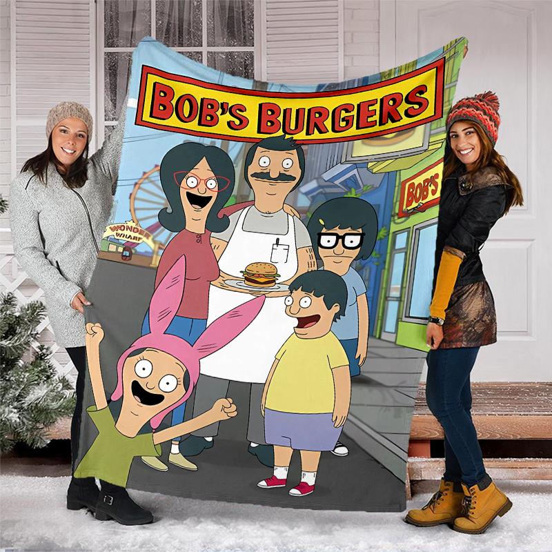 Bob's Burgers Theme Printed Blanket - Perfect for Couch, Bed, Travel & Outdoor Use | Machine Washable, Cozy & Durable.