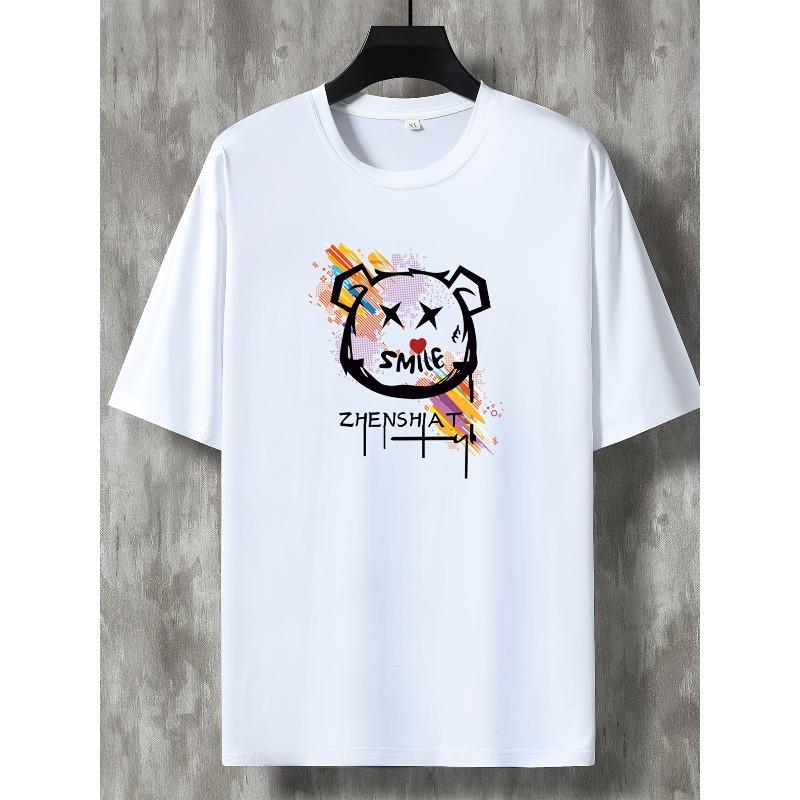 European sizesSpring/Summer Short-Sleeve T-Shirt American Fashion Trendy Brand Print Men'S Teenager Spring/Summer Round Neck