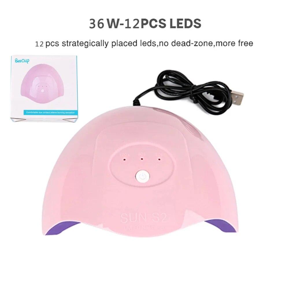 

Аппарат для светотерапии ногтей 36 Вт, питание от USB, светильник для ногтей, двойной источник света, три скорости, таймер для ногтей розовый