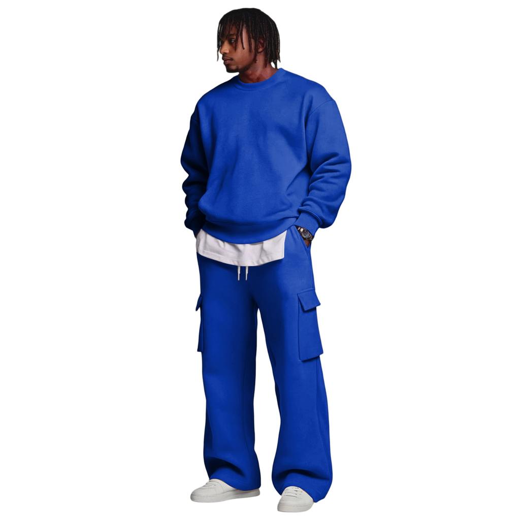 Herren Layer Sweatshirt und Cargohosen Set mit elastischem Bund