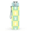 1PC Bunny Checkered Repeat Pattern 750ml Color Plastic Sports Water Bottle Leakproof Flip Straw Lid Suitable for Sports Office Home Use