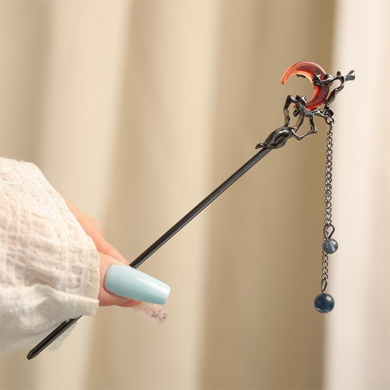 Chinese Ancient Style Elegant Butterfly Tassel Women's Hairpin Fashionable Personality Hanfu Horse Face Skirt Hair Accessories