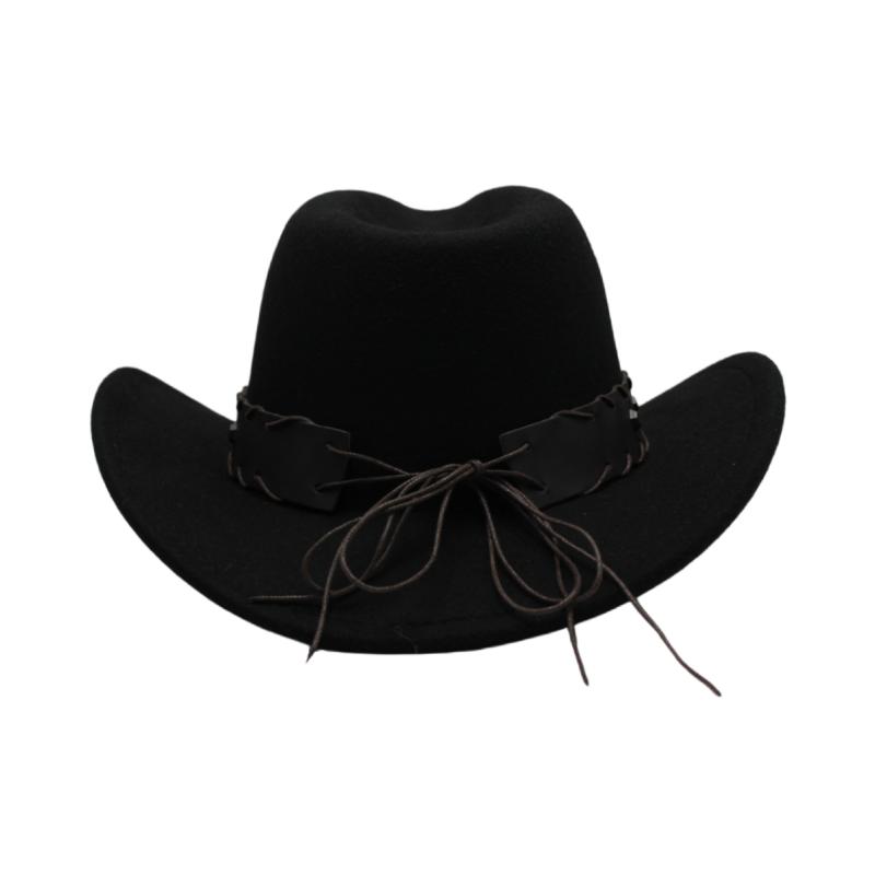 Men Western Cowboy Star Decoration Fedora Hat Large Brim Upturned Travel Versatile Sunshade Hat With Bullhead Design