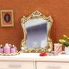 1:12 Dollhouse Miniature Gold-Trimmed Chic Mirror for Bedroom/Bathroom